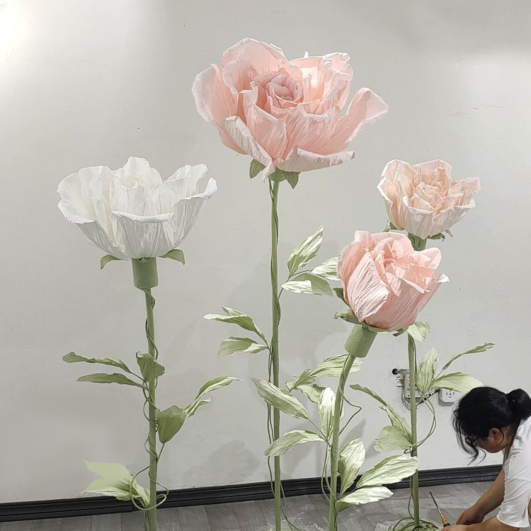इलेक्ट्रिक ब्लूमिंग गुलाब सजावटी कागज फूल